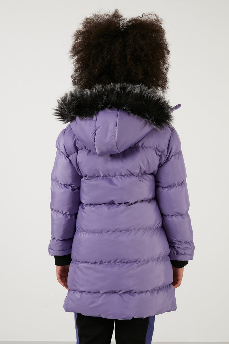 Lela Side Faux Fur Hooded Puffer Coat Girls' COAT 5765020K  - Image 5