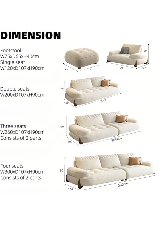 LUXURY LUXE Luxury Luxe Cloud-Shaped Sofa Set – Off-White Tofu Block Design  - Image 2