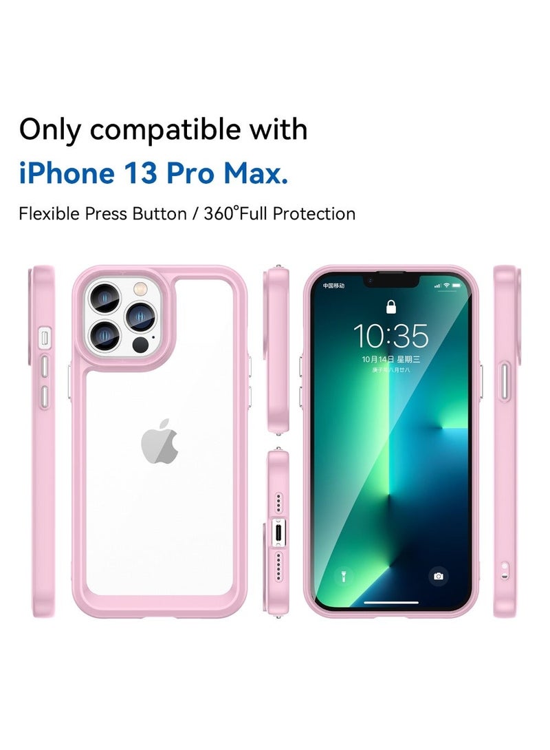 vesus Shockproof Slim Lightweight Crystal Hybrid Bumper Clear Cover for iPhone 13 Pro Max - Pink - Image 2