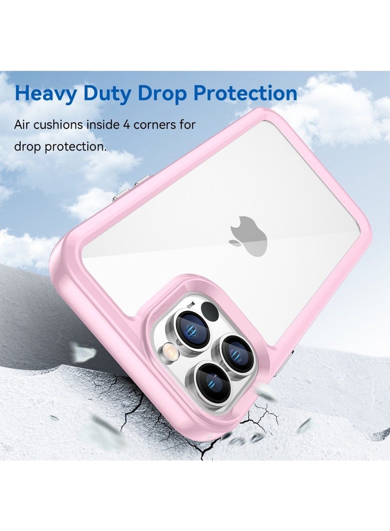 vesus Shockproof Slim Lightweight Crystal Hybrid Bumper Clear Cover for iPhone 13 Pro Max - Pink - Image 3