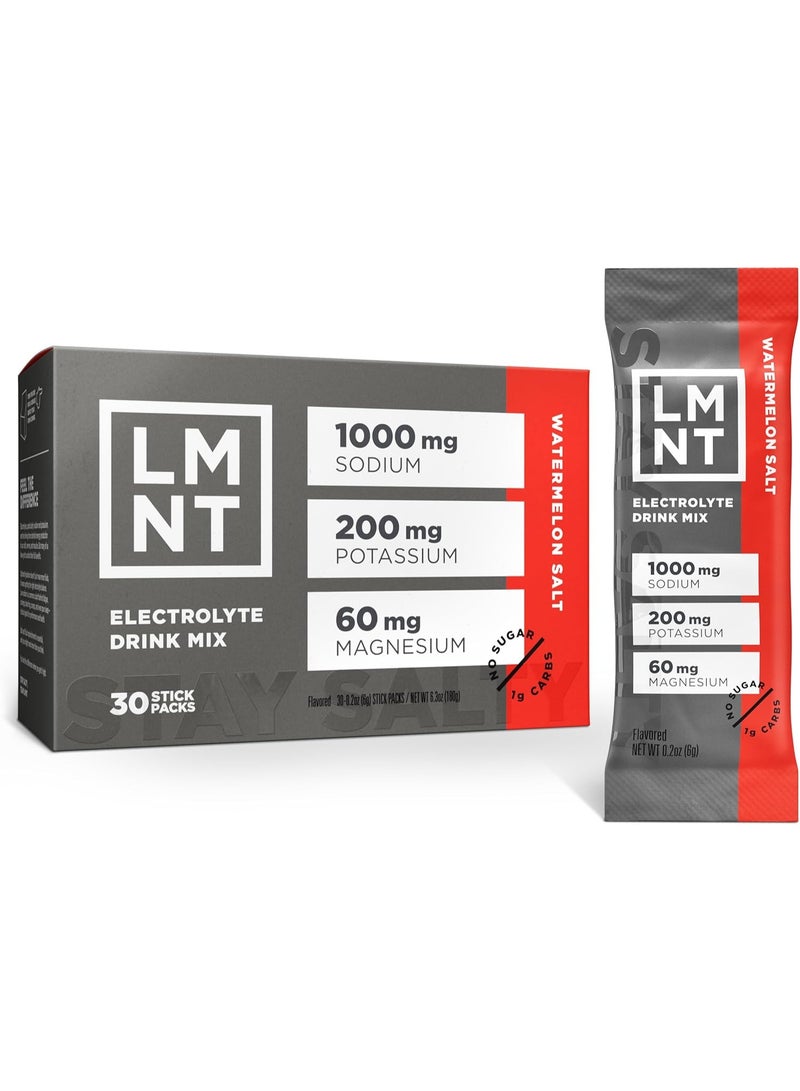 Drink LMNT Keto Electrolyte Powder Packets | Paleo Hydration Powder | No Sugar, No Artificial Ingredients | Watermelon Salt | 30 Stick Packs