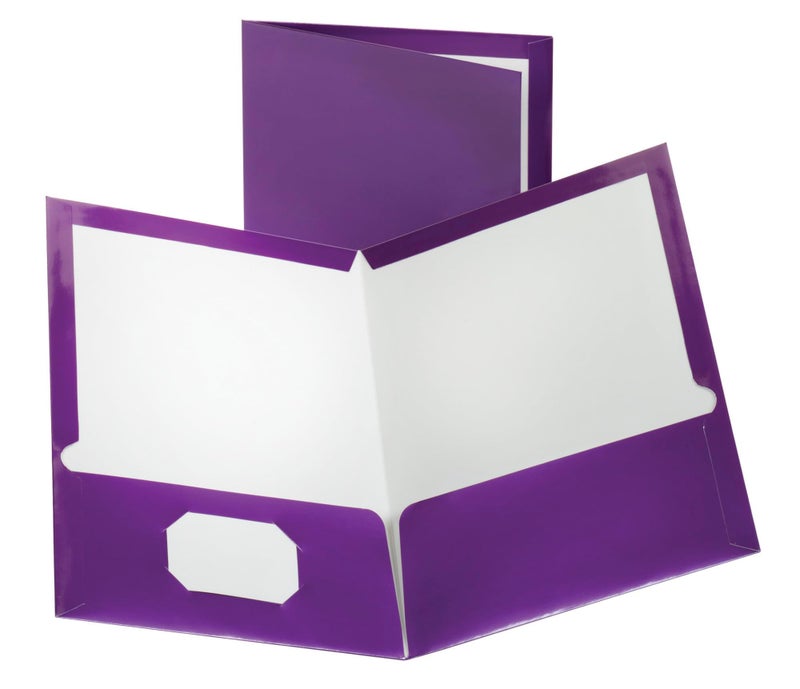 Oxford Metallic Two-Pocket Folders, Purple, Letter Size, 25 per box (5049526), 8-1/2 x 11 Inches