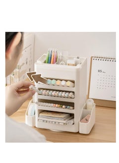 CityRiya-Long Rotatable Pen Holder, Plastic Desk Organizer with 360° Rotating Base for Pencils, Colored Pens, Various Stationery, Large Capacity Stationery Organizer for Office, Home, School, Classroom (White)  - Image 4