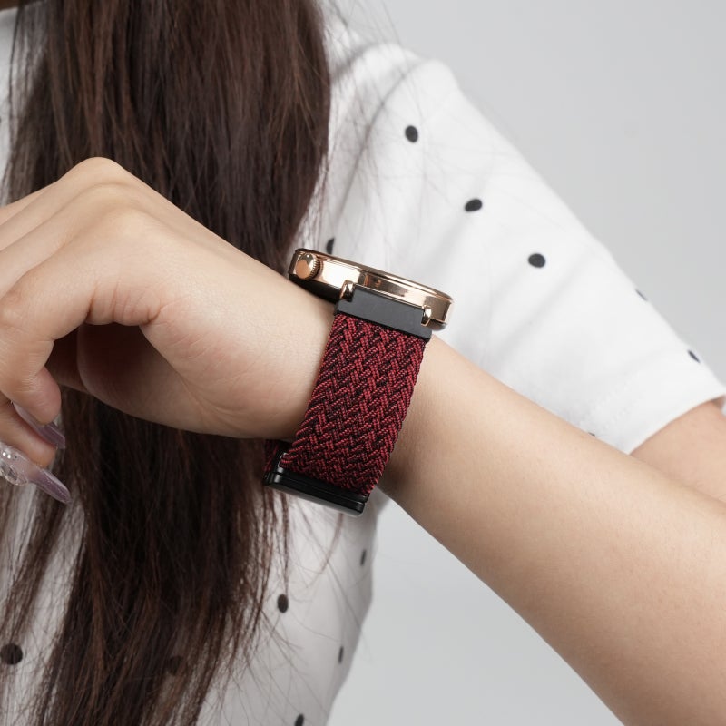 إيروريكس لساعة Ticwatch Pro 2021، سوار ساعة مضفر بإبزيم مغناطيسي مقاس 22 مم (أسود وأحمر رملي) - Image 4