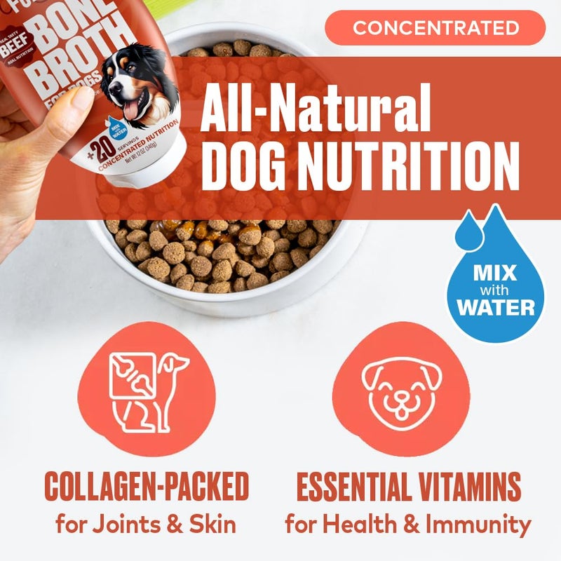 Furvor Beef Bone Broth for Dogs - Collagen Protein Supplement for Digestion, Mobility, Coat, Immune System, Healthy Dog Food Topper, Human Grade Meal Boost Gravy, Just Add Water, Made in USA 12 oz - Image 2