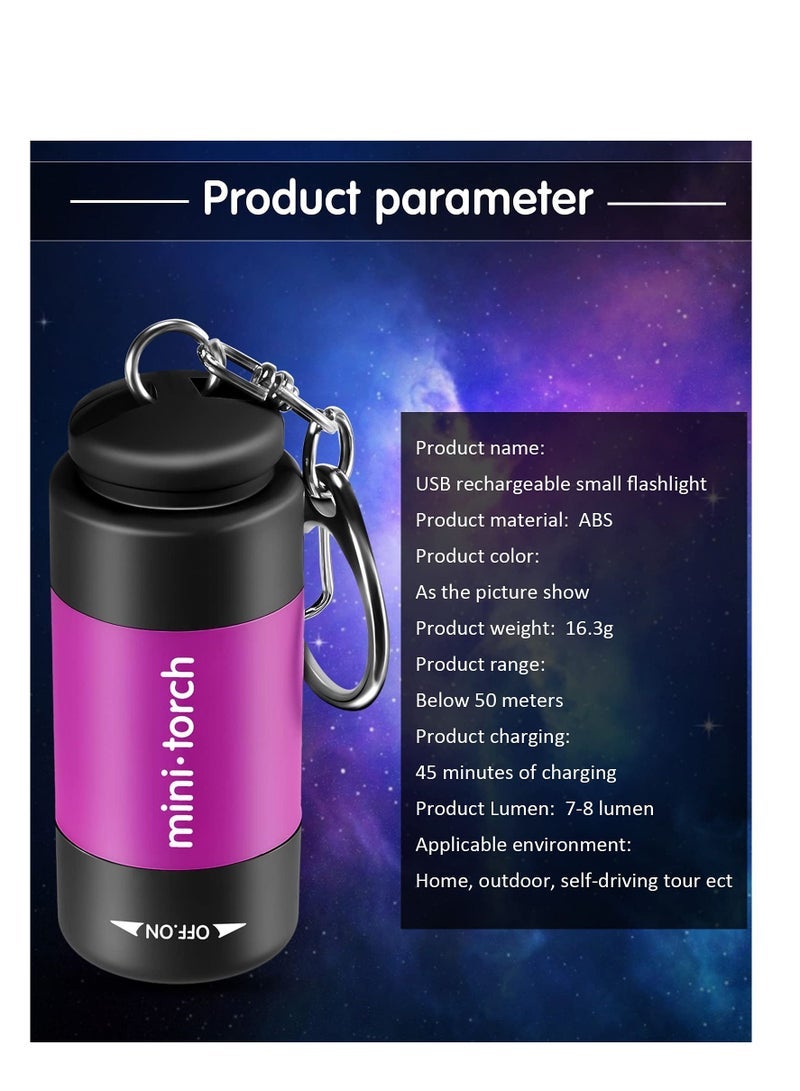 KASTWAVE 12 Pieces Mini Keychain Flashlight USB Torch Rechargeable Colorful LED Flashlight High-Powered Keychain Lamp - Image 5