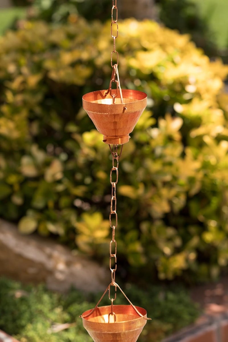Monarch Rain Chains Pure Copper Siam Rain Chain, 8.5 ft Decorative Rain Catcher Chain for Gutters, Large Rain Chains for Outside, Rain Gutter Replacement Downspout - Image 5