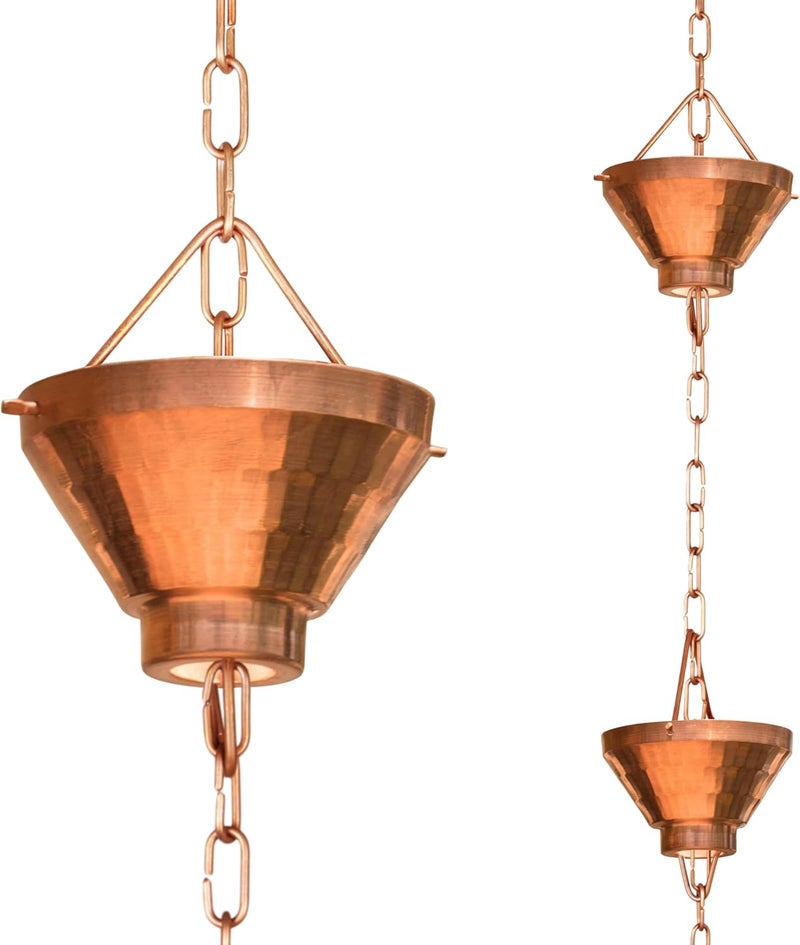 Monarch Rain Chains Pure Copper Siam Rain Chain, 8.5 ft Decorative Rain Catcher Chain for Gutters, Large Rain Chains for Outside, Rain Gutter Replacement Downspout - Image 1
