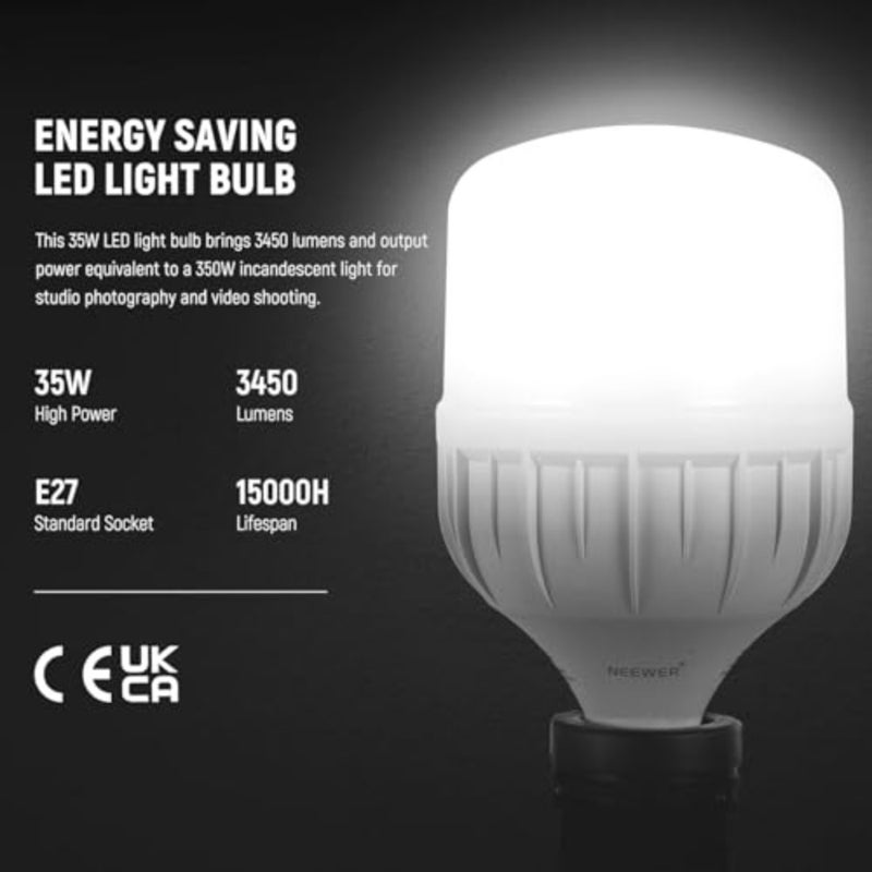 700W Equivalent Softbox Lighting Kit, 3 Pack CE and UKCA Certified 5700K LED Lighting Bulbs, 24x24 inches Softboxes with E27 Socket, Photography Continuous Lighting Kit Photo Studio Equipment - Image 4