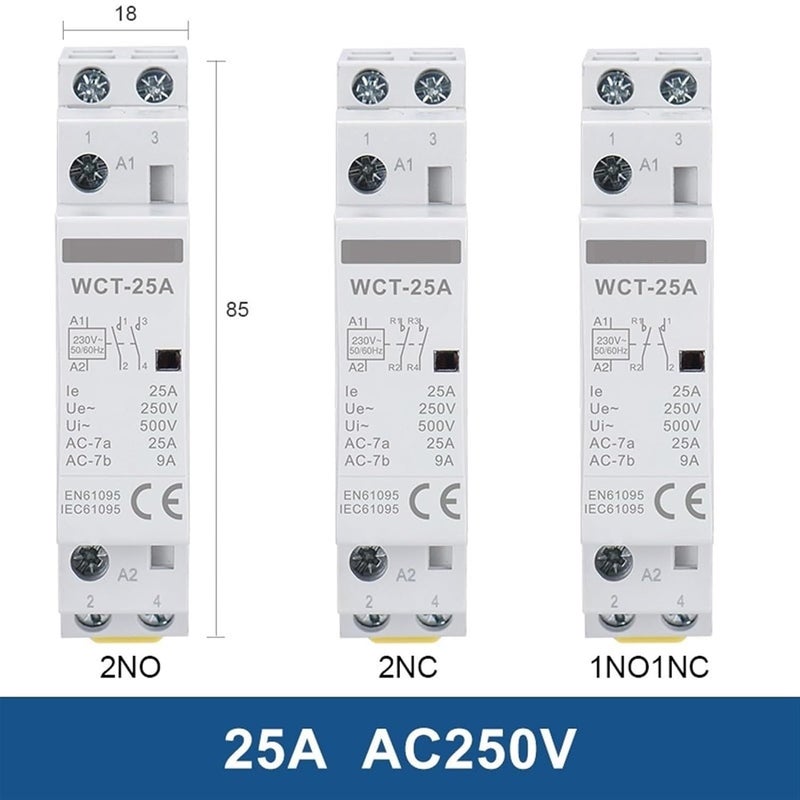 WCT DIN Rail AC Contactor 25A 63A 2NO 2NC 4NC 25A AC220V Circuit Breaker - Image 3
