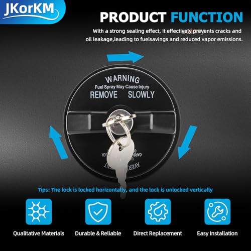 JkorkM Locking Gas Cap, Lock Fuel Cap Replace 05278655AB, 5278655AB Chrysler Dodge Jeep Ram - Challenger Grand Caravan 1500, Cherokee Wrangler JK TJ Liberty Compass Patriot, black - Image 4