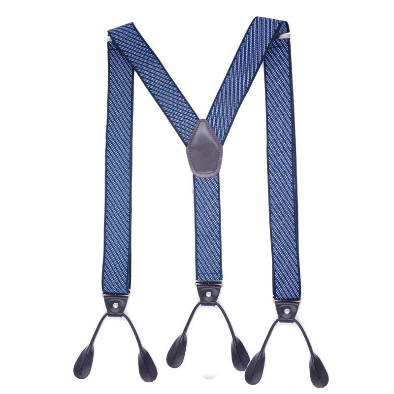 general Men's Casual Y-Back Suspenders with 6 Clips - Elastic Adjustable Straps - Image 1