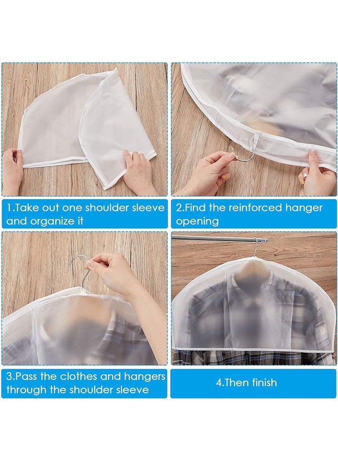 5 قطع من أغطية الكتف لتعليق الملابس، 24 × 12 × 2 بوصة، أغطية بلاستيكية واقية من الغبار للملابس مع دعامة 2 بوصة لتخزين الخزانة - Image 3