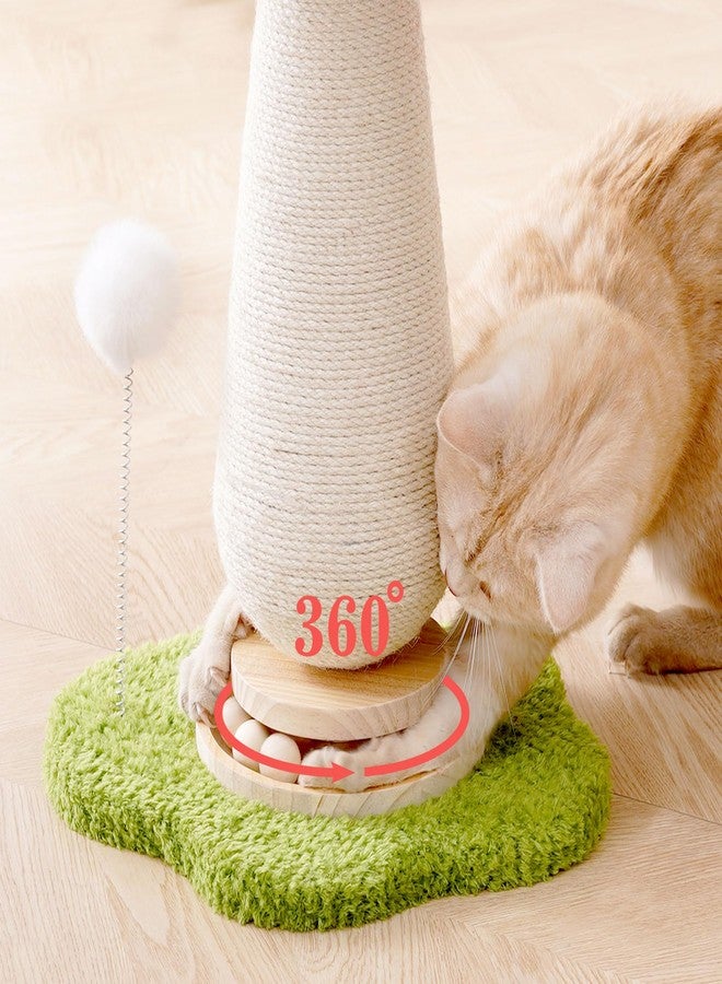 Kicari 21.5‘’ H Cat Scratching Post with Catnip,Cute Mushroom Cat Scratcher Post with Durable Natural Wooden Turntable Toy,Mushroom Shape Design Cat Toy Cat Tree Sisal Scratcher for Indoor Cats (Cloud Base) - Image 5