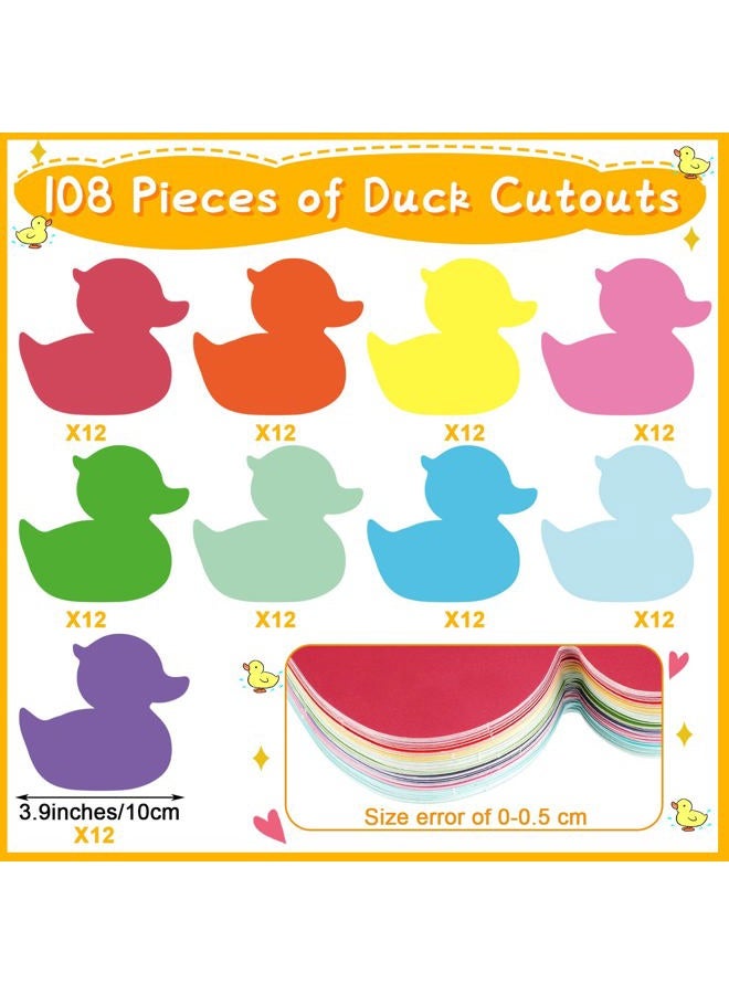 Geyee 108 Pcs Duck Paper Cutouts Classroom Duck Bulletin Board Cut Outs Assorted Color Cutouts Classroom Decoration Paper Die Cuts for DIY Kids Projects Craft Sunday School Holiday Party Decoration - Image 2