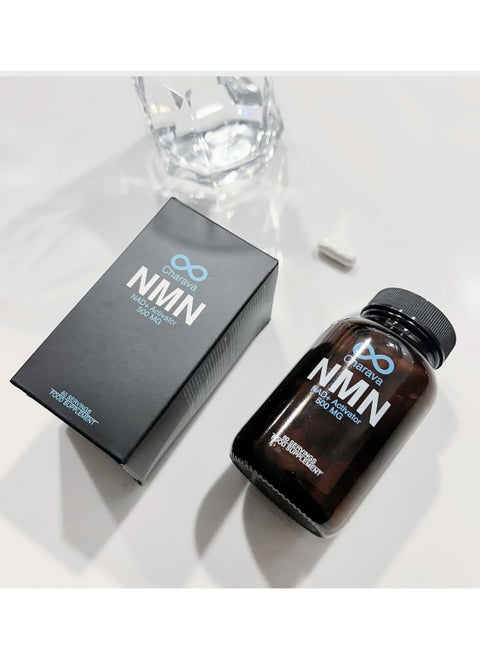 Charava NMN 500mg | Nicotinamide Mononucleotide | Enhanced Absorption | NAD+ Booster | 60 Servings | 3rd Party Certified