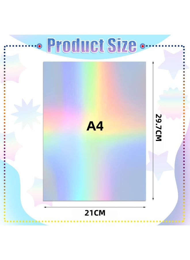 Premium A4 Holographic Silver Cardstock Paper, 250GSM Heavyweight Thick Craft Paper - Shimmering Multi-Tone Laser Silver, Professional Iridescent Paper for DIY Cake Toppers, Party Decor & Luxury Crafts (20 Sheets Pack) - Image 2