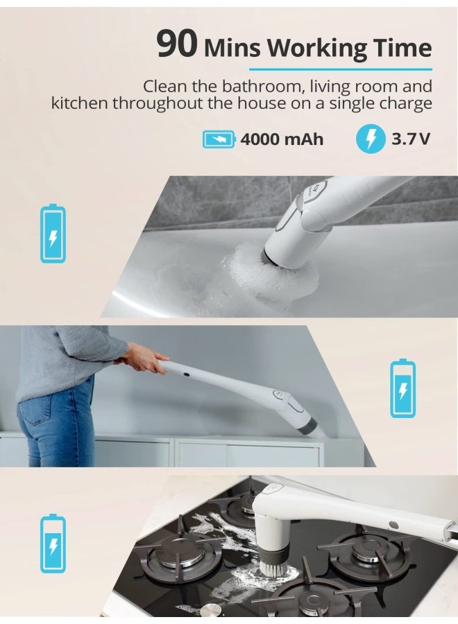 TILSWALL Tilswall Electric Spin Scrubber Cordless Cleaning Brush for Home Warming Gift 180Mins Long Battery Life Extendable to 43 IPX7 Waterproof Scrubber for Bathroom Window Shower Bathtub Tile Car  - Image 5