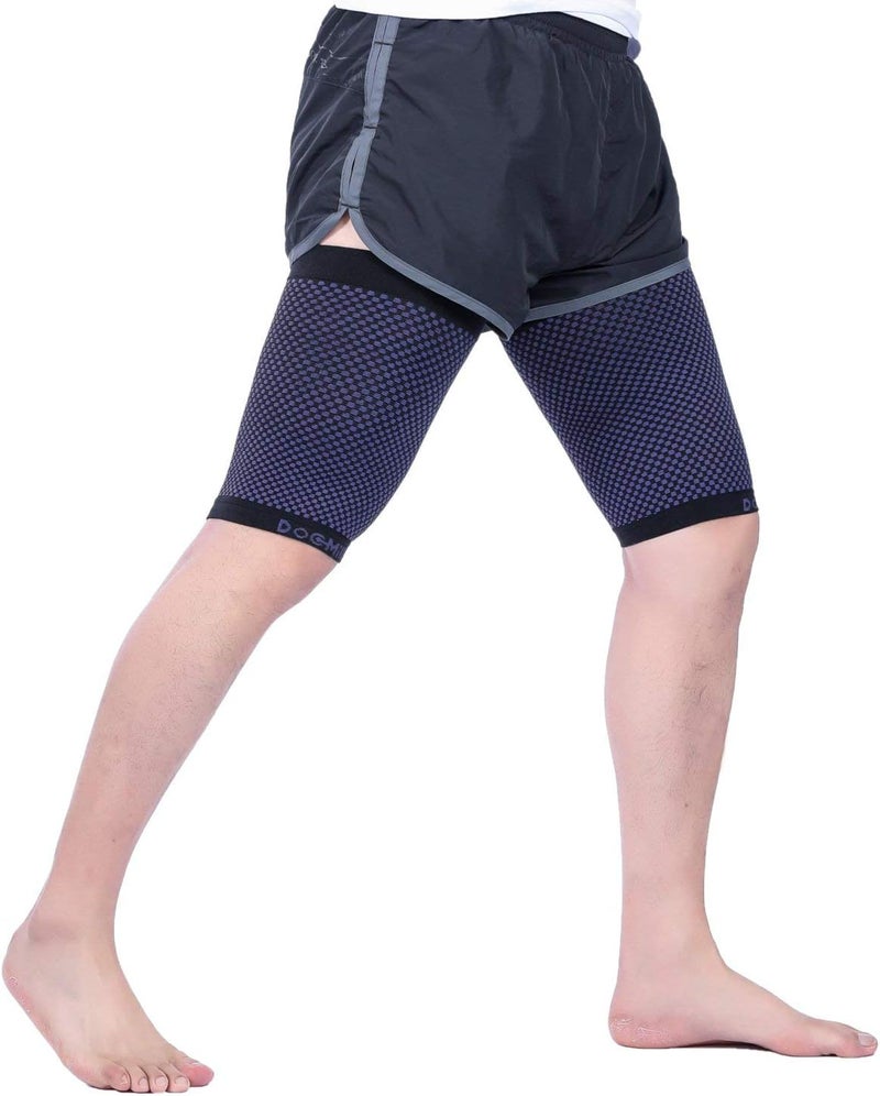 Doc Miller Thigh Compression Sleeve for Men Women 1 Pair – Quad & Thigh Compression Wrap - Braces for Thigh Pain Muscle Recovery - Hamstring Compression Sleeve Silicone Band - 1 Pair - Image 3