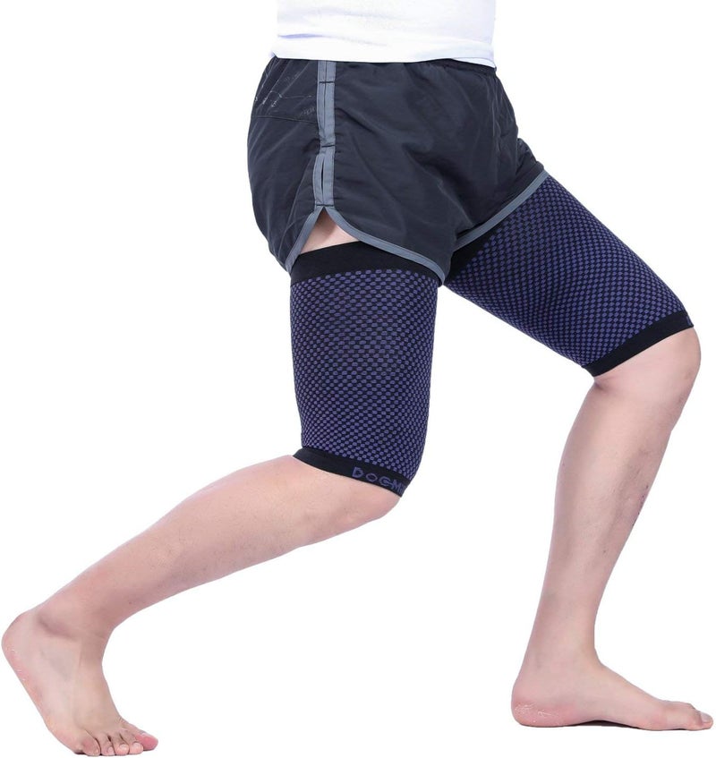 Doc Miller Thigh Compression Sleeve for Men Women 1 Pair – Quad & Thigh Compression Wrap - Braces for Thigh Pain Muscle Recovery - Hamstring Compression Sleeve Silicone Band - 1 Pair - Image 1