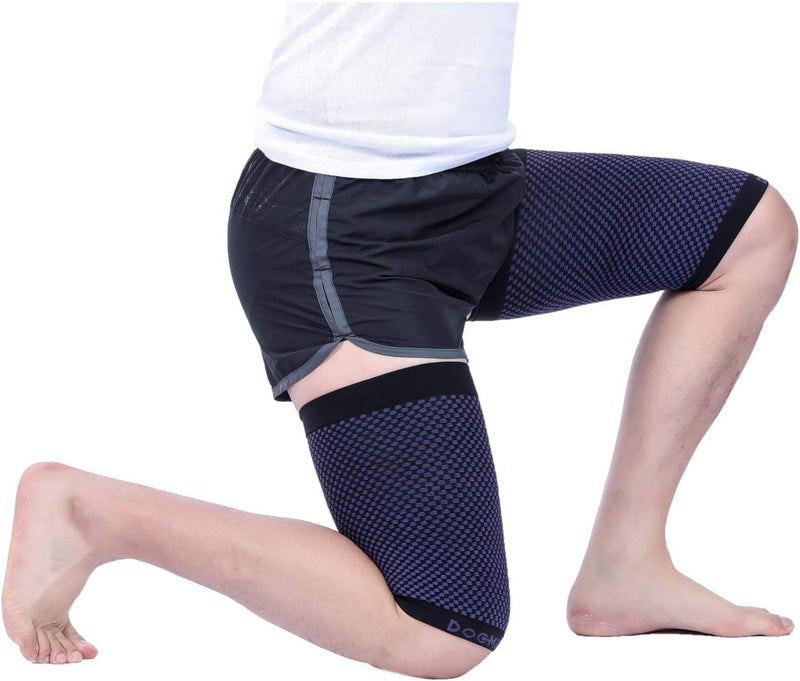 Doc Miller Thigh Compression Sleeve for Men Women 1 Pair – Quad & Thigh Compression Wrap - Braces for Thigh Pain Muscle Recovery - Hamstring Compression Sleeve Silicone Band - 1 Pair - Image 5