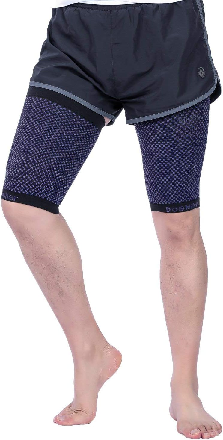 Doc Miller Thigh Compression Sleeve for Men Women 1 Pair – Quad & Thigh Compression Wrap - Braces for Thigh Pain Muscle Recovery - Hamstring Compression Sleeve Silicone Band - 1 Pair - Image 4