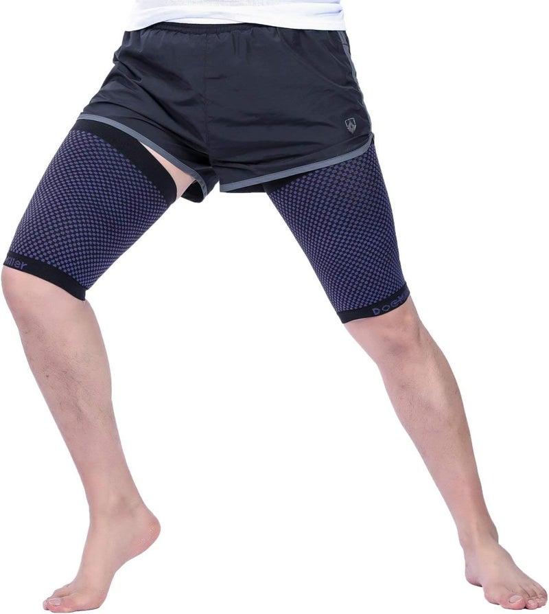 Doc Miller Thigh Compression Sleeve for Men Women 1 Pair – Quad & Thigh Compression Wrap - Braces for Thigh Pain Muscle Recovery - Hamstring Compression Sleeve Silicone Band - 1 Pair - Image 2