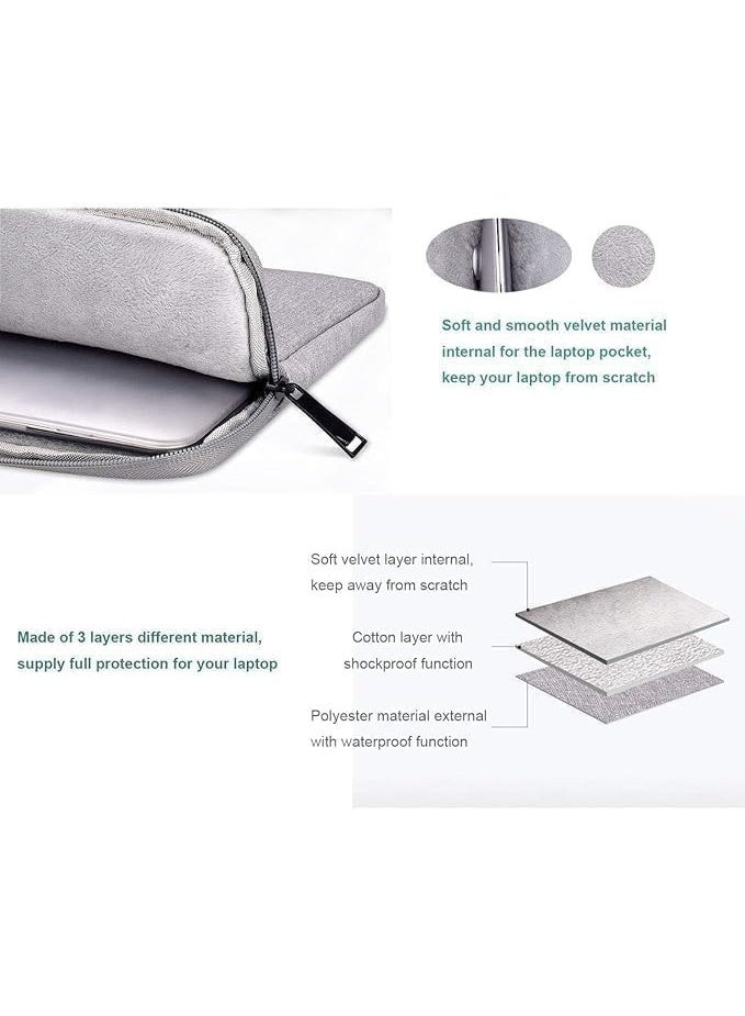 13.3-Inch Shockproof Water-Resistant Laptop Sleeve Case for MacBook & Laptops, Grey - Image 2
