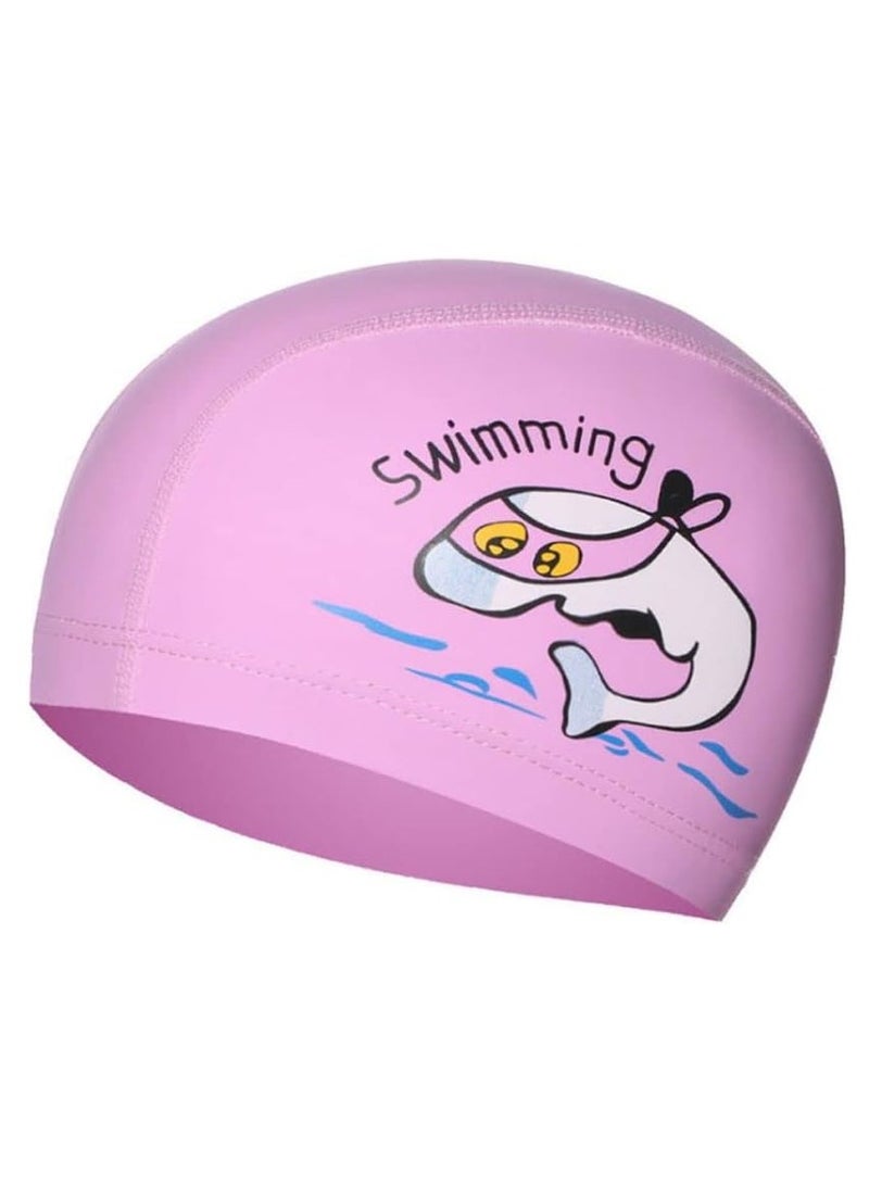 SYOSI Boys and Girls Diving Hat - Cute Swim Pool Cap with Ear Protection for Long Hair - Children's PU Cloth Beach Hat - Essential Diving Equipment（2PCS,Pink） - Image 1
