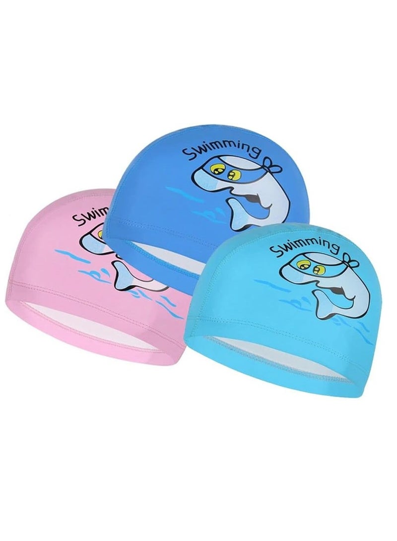 SYOSI Boys and Girls Diving Hat - Cute Swim Pool Cap with Ear Protection for Long Hair - Children's PU Cloth Beach Hat - Essential Diving Equipment（2PCS,Pink） - Image 4