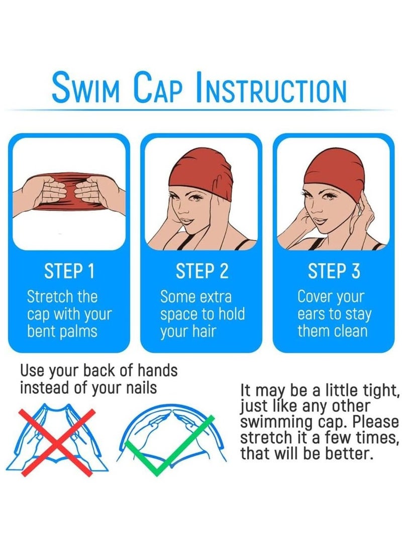 SYOSI Boys and Girls Diving Hat - Cute Swim Pool Cap with Ear Protection for Long Hair - Children's PU Cloth Beach Hat - Essential Diving Equipment（2PCS,Pink） - Image 2
