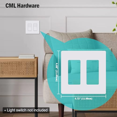 CML Hardware CML Screwless Decorator Wall Plate, 2 Gang Outlet Covers, 4 Pack Decorative Light Switch Plates, Hidden Screw Smooth Face, Standard Size 4.68” X 4.72”, UL Listed, White - Image 5
