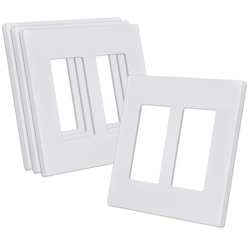 CML Hardware CML Screwless Decorator Wall Plate, 2 Gang Outlet Covers, 4 Pack Decorative Light Switch Plates, Hidden Screw Smooth Face, Standard Size 4.68” X 4.72”, UL Listed, White - Image 1
