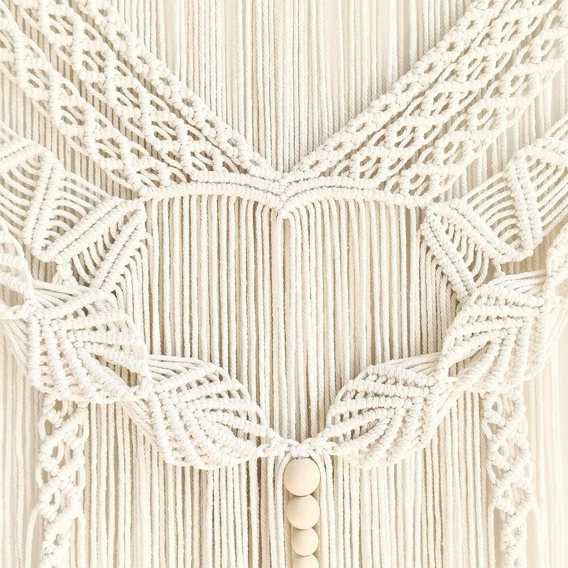 Achart Macrame Wall Hanging Large- Boho Wall Decor- large wall art- Wall Decor Living Room- Macrame Tapestry Boho Decor for Bedroom (Leaf &Wood Bead) - Image 3