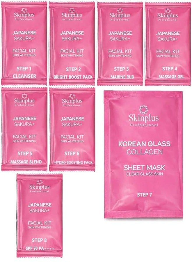 مجموعة SKINPLUS الاحترافية للعناية بالوجه المكونة من 8 خطوات - لجميع أنواع البشرة (ساكورا يابانية)