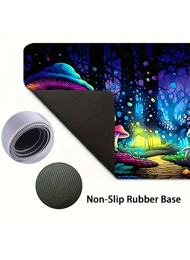 Extend Large Gaming Mouse Pad XXL, Forest Pattern Print Desktop Mat, UV Black Light Non-slip Mouse Pad, Washable Rubber Material Mouse Pad
