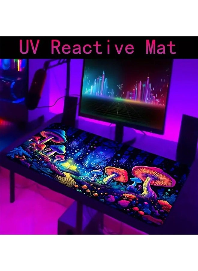 Extend Large Gaming Mouse Pad XXL, Forest Pattern Print Desktop Mat, UV Black Light Non-slip Mouse Pad, Washable Rubber Material Mouse Pad