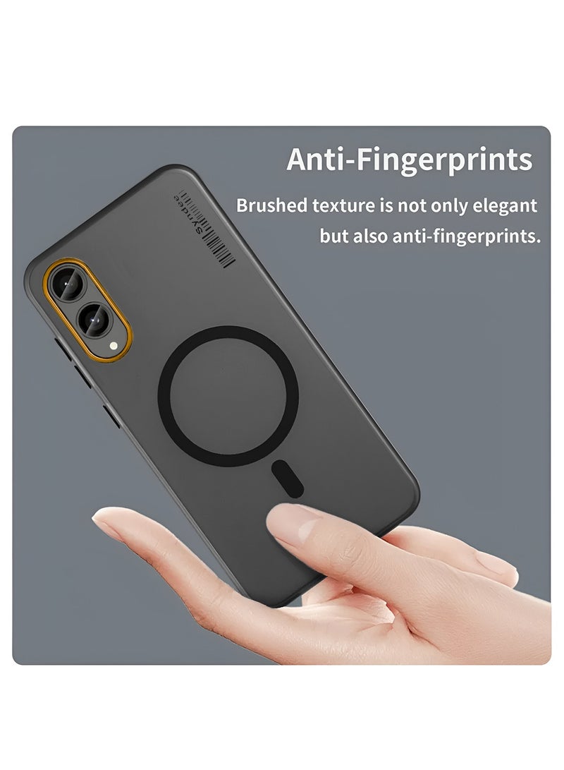 Samsung Galaxy S25 Edge 5G 2025 Syndee Series Hybrid Translucent Magsafe with Magnetic Charging Raised Camera Lips Elegant Look Case Cover - Black