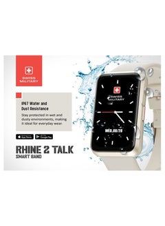 SWISS MILITARY Swiss Military Rhine2 Smart Band 1.57” Display, Bluetooth Calling, Multi Language, Health & Sports Tracking, 7 Days Battery, IP67, iOS/Android Compatible, White Strap  - Image 2