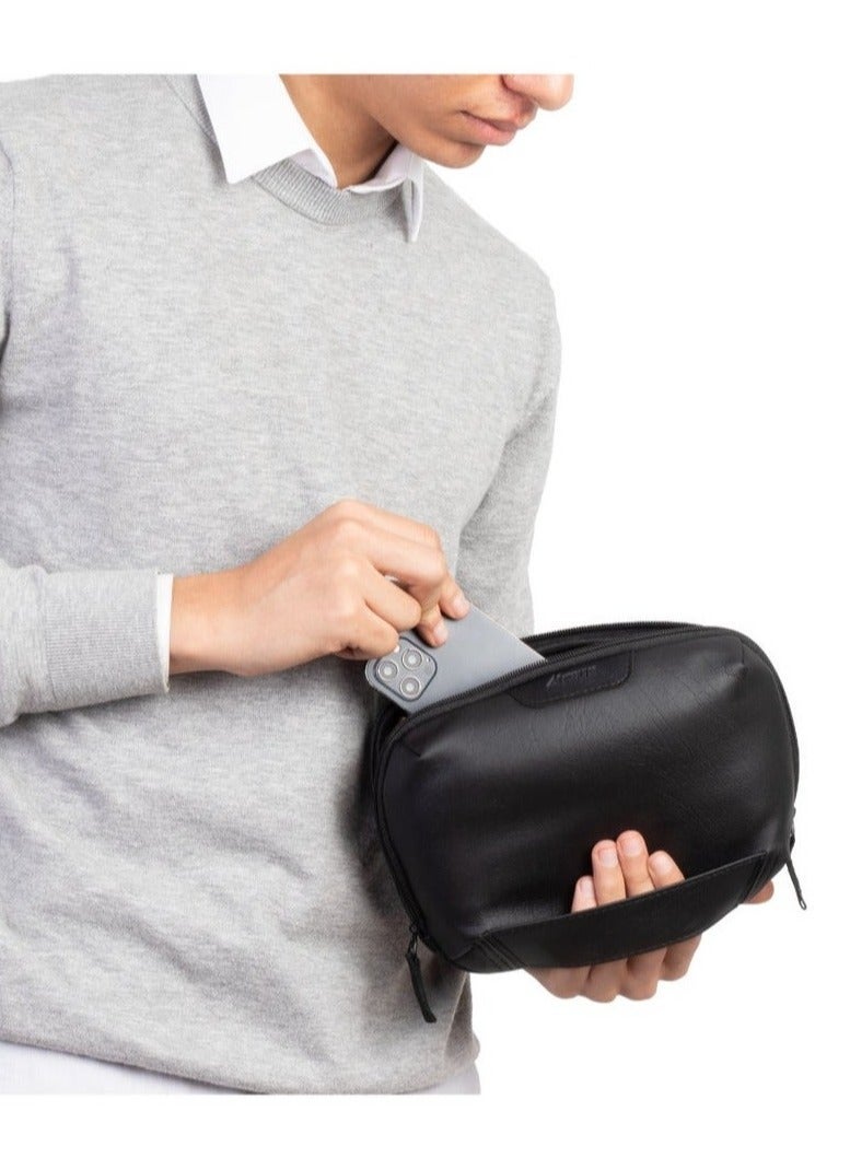 ايه ار سابلاي Ar Tech Pro من Arij Bags | شنطة يد جلد منظمة، 11 قسم للتنظيم العملي، مبطنة من الداخل لحماية الهاتف والأغراض، تصميم عملي للاستخدام اليومي والتنقل (أسود) - Image 3
