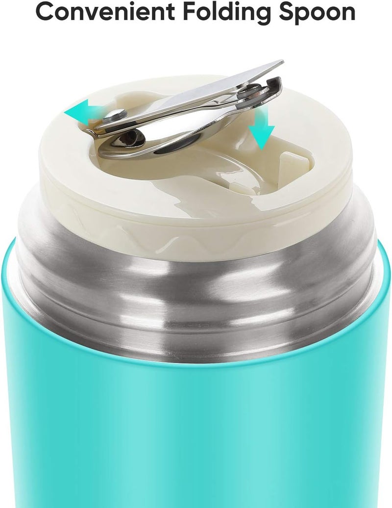 DaCool Insulated Lunch Container Hot Food Jar 24 oz Stainless Steel Vacuum Bento Lunch Box for Adult with Spoon Leak Proof Hot Food Insulated Container for Office Picnic Travel Outdoors, Cyan Blue - Image 5