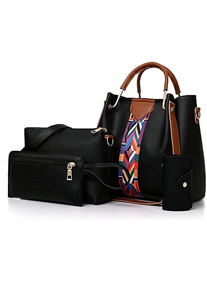 vesus Women PU Leather Shoulder Bags and Handbags Tote Bag Set of 4 for Shopping and Travel - Image 1