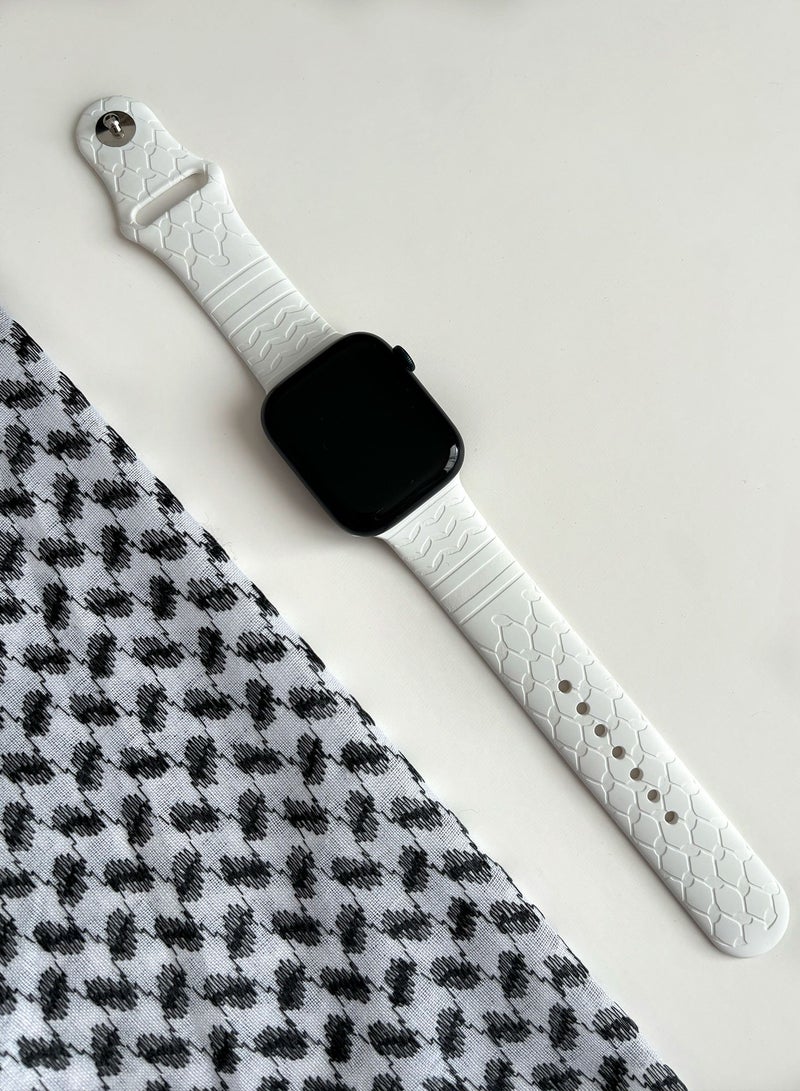“Kufiyyeh” Engraved Silicone Band for Apple Watch – Soft & Breathable Strap, Ultra-Light, Compatible with Apple Watch Series 1-9 42mm, 44mm, 45mm, & 46mm - Image 4