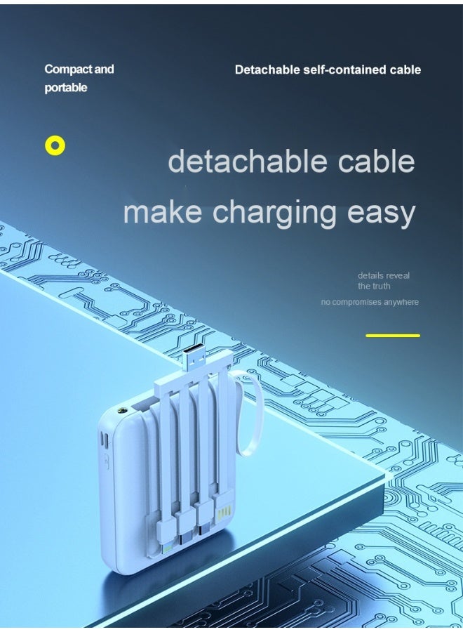 20,000mAh Mini Portable Power Bank with Built-in Cable - High Capacity Charger - Image 5