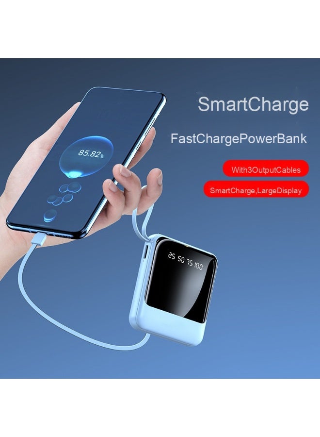 20,000mAh Mini Portable Power Bank with Built-in Cable - High Capacity Charger - Image 2
