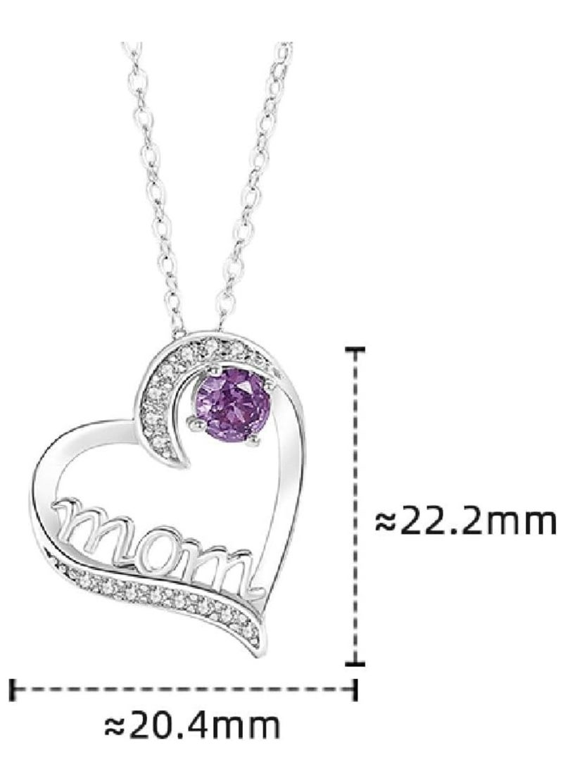 Mike Music - Elegantly Crafted 925 Sterling Silver "Mom" Heart Pendant Necklace with Red Crystal Accent - Image 1