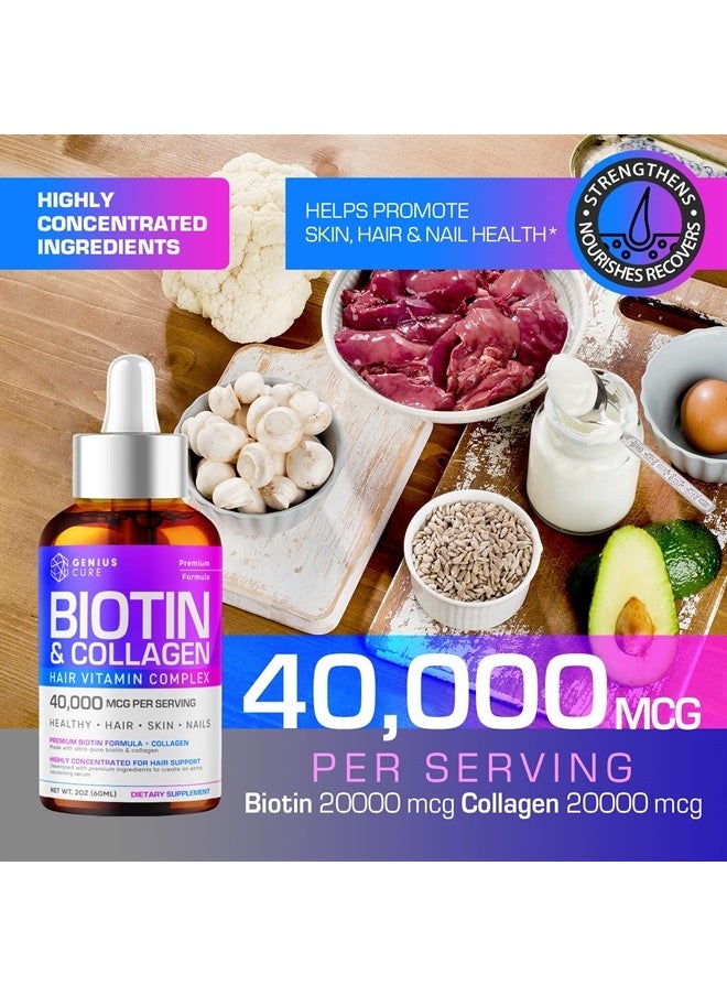 Genius Biotin & Collagen Hair Growth Support Drops - Hair Supplement - Healthy Skin & Nails - Liquid Biotin & Collagen Supplement for Easy Absorption - Healthy Hair Growth for Men & Women 2 fl oz - pzsku/Z9F6B3E2DF18DFEC82740Z/45/_/1712526858/dacfa973-2224-41aa-9570-fa2aec842b5b