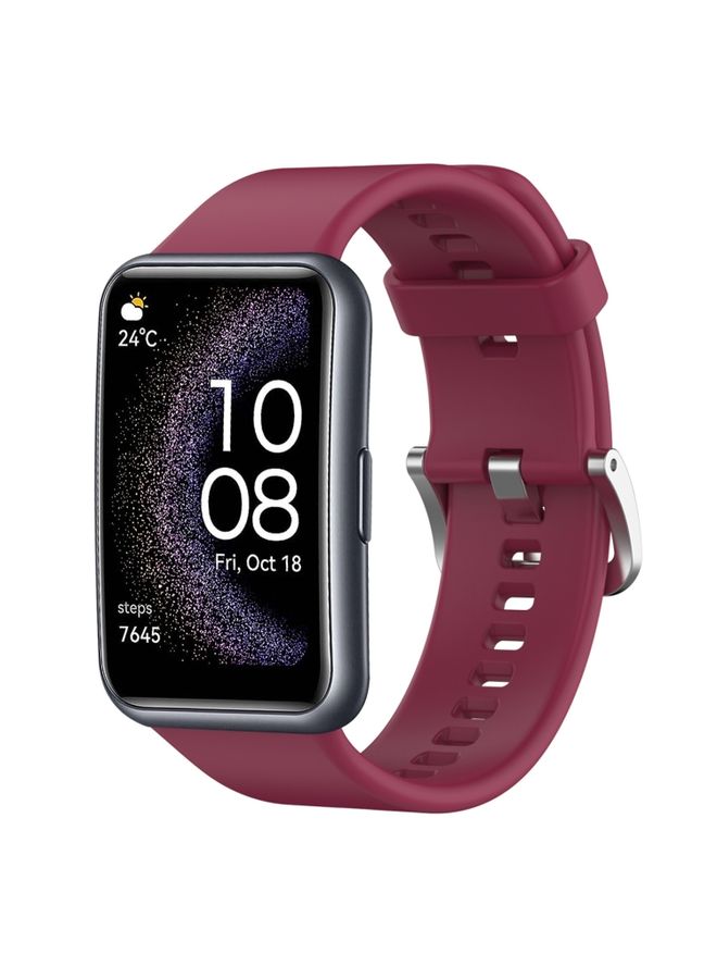 Replacement Strap For Huawei Watch Fit Special Edition Solid Color Silicone Watch Band Wine Red
