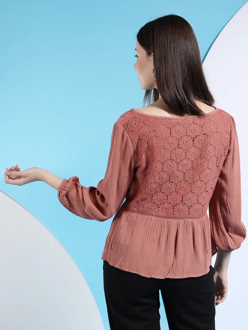 Freehand Women Fit and Flared Casual Solid Empire Waist Top