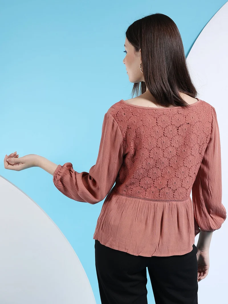 Freehand Women Fit and Flared Casual Solid Empire Waist Top